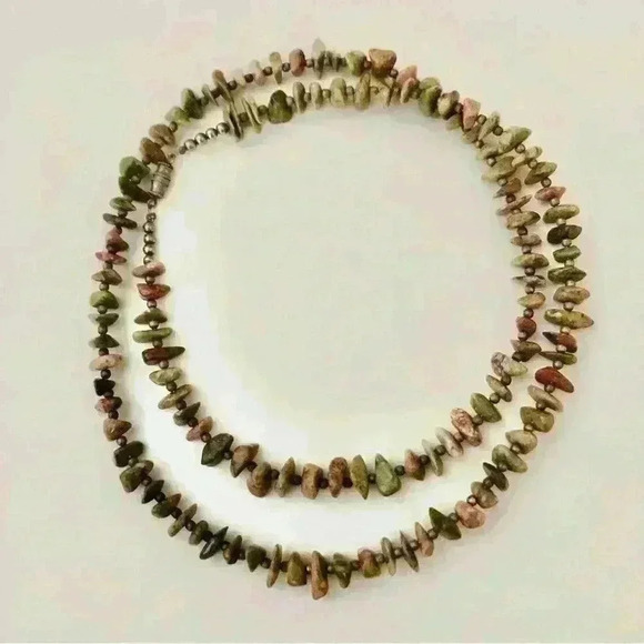 Vintage Unakite  gemstone necklace - Picture 2 of 9